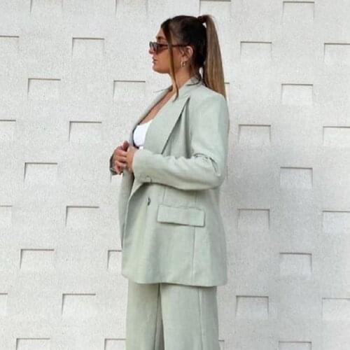 Ardm Fashion Double Breasted Fitted Office Ladies Blazers Coat Women 2021 Vintage Long Sleeve Pockets Outerwear Chic Veste Femme