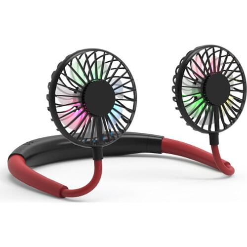 1pc USB Portable Cold Fan Hands Free Neck Fan Hanging Rechargeable Mini Sports Fan 3-speed Adjustable Neck Dual Fan Home Office