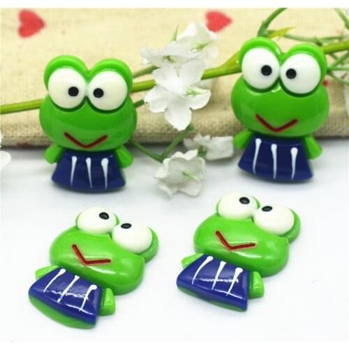 10PCS 20mmX30 Resin Green Big-Eye Frog Cabochons|Resin Frog Scrapbooking Embellishments|Hair Bow Center Accessories