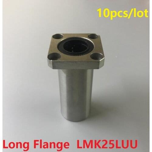 10pcs/lot LMK25LUU 25mm 25*40*112mm long type square Flange linear bearings bushing for 3d printer CNC router 25x40x112mm