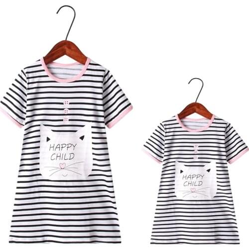 2021 Summer Pajamas Mommy and Me Matching Clothes Family Outfits Mother Daughter Fashion Short-sleeved Nightgowns Kids Sleepwear
