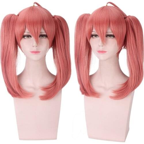 40cm Anime DARLING in the FRANXX Cosplay Wigs Future MIKU 390 Wigs Long Smoky Pink Synthetic Hair Perucas Cosplay Wig + Wig Cap
