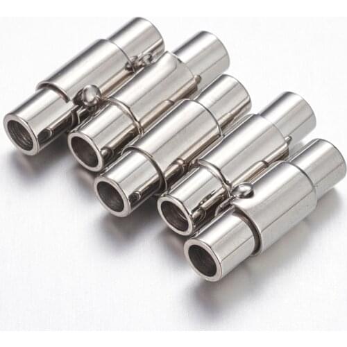 50pcs 304 Stainless Steel Magnetic Screw Clasps Column for Jewelry Making DIY Bracelet Necklace Accessorie With 2/3/4/5/6mm Hole