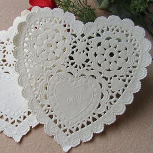 5000pcs 5.5'' White Lace Heart Paper Doilies Placemat Craft Doyleys Wedding Christmas Tableware Decoration