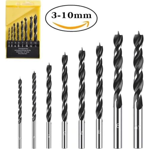 8pcs 3-10mm High Quality High Carbon Steel Three-Point Working Auger Drill Woodworking Tool Twist Drill Bit Set