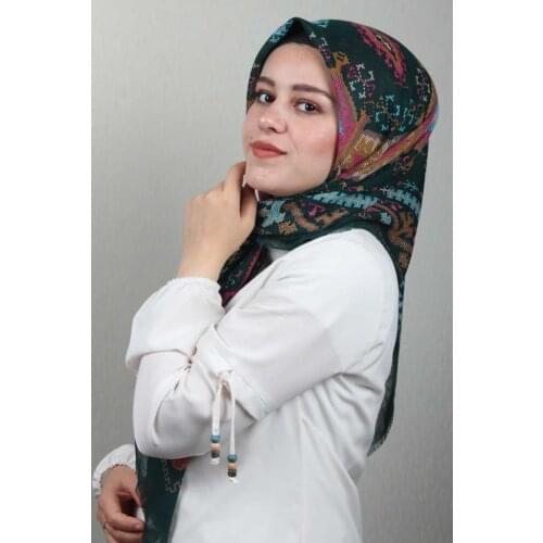 BAYSEM PATTERNED LINEN FLAMLI SCARF-KANEVİÇE DESEN-06 - RENK-01