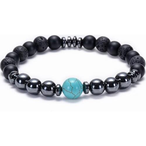 Hematite and Black Matte Stone Bracelet Include Pouch Crystal Elastic Lucky Bracelets Natural Semi Precious Bead