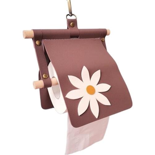 Paper Roll Holder Toilet Paper Holder Creative Nice-looking Splash-proof Faux Leather Hanging Tissue Box for Home