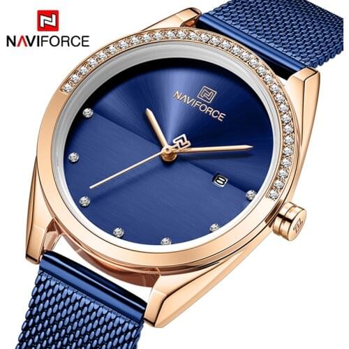 NAVIFORCE Luxury Fashion Watches For Women Elegant Charming Ladies Quartz Wrist watch Waterproof Steel Band Clock With Diamonds