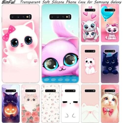 Hot Cartoon Cute Cats Soft Silicone Case For Samsung Galaxy S10 S9 S8 Plus S7 Edge A6 A8 Plus A7 A9 2018 A5 2017 Fashion Cover
