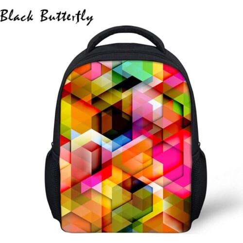 Black Butterfly Colorful Pattern Student- Bags Backpack Kids School Bags Children Book Bag Kindergarten Bag Nursery Bag 3-8 Year