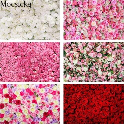 Flowers Wall Backdrop Photo Studio Rose Romantic Wedding Scenes Background Decor Rose Floral Portrait Photography Backdrops Prop