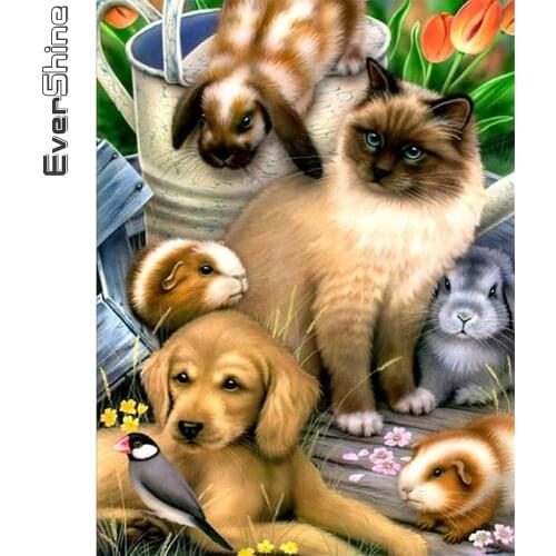 Evershine 5D DIY Diamond Embroidery Cat Cross Stitch Diamond Painting Sale Animal Mosaic Kit Home Decoration