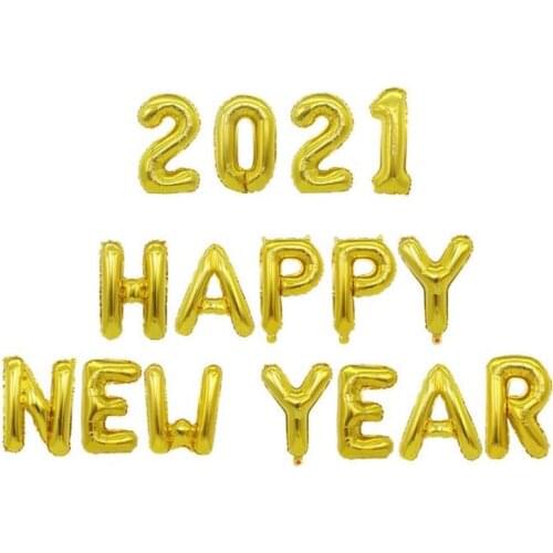 Figure 2021 Foil Happy New Year letter Balloons Banners 2021 Number Air Balloon New Year 2021 Decoration Merry Christmas Decor