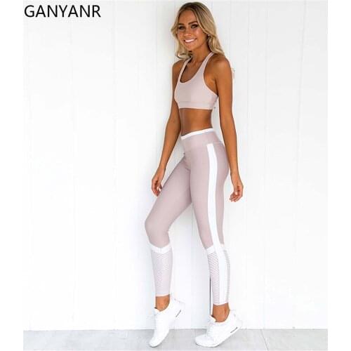 GANYANR Seamless Yoga Set Gym Clothing 2 Pieces Women Jogging Workout Sport Suit Sportswear Wear Tracksuit Sexy Legging Bodysuit
