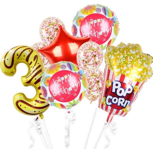 Giant Candy Popcorn Birthday Foil Balloons Kids Love Hot Summer Sweet Food Birthday Party Decors Baby Shower Child Party Gift