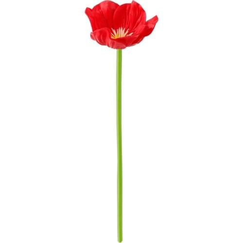 Realistic PU Artificial Poppy Flowers Fake Wedding Bouquet Arrangements