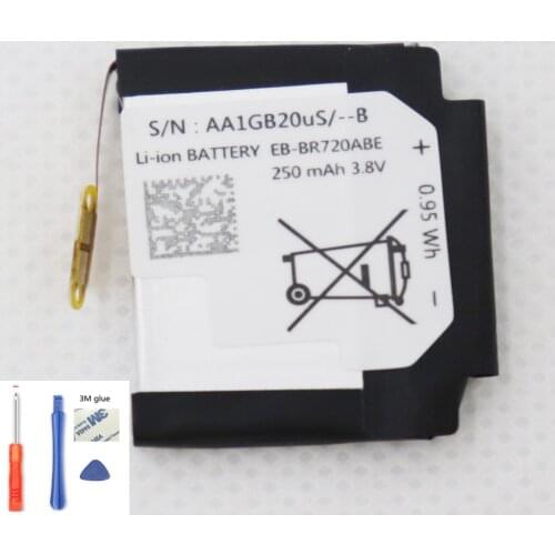 ISUNOO 250mAh EB-BR720ABE Battery for Samsung Gear S2 S2 classic R720 Gear S2 classic R732 BR720 Smart Watch batteries +Tools