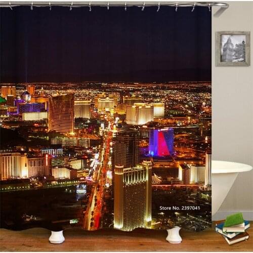 Beautiful Night View Football Basketball Hot Air Balloon Sports Theme Luxury Washable High Quality Waterproof Shower Curtain