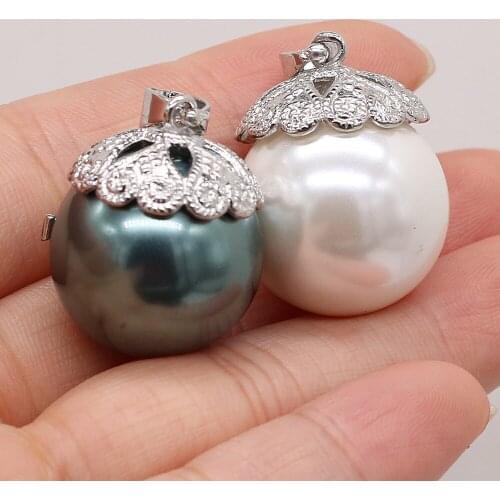 Natural Shell Pendant The Mother Of Pearl Spherical Lace Pendant For Jewelry Making DIY Necklace Bracelet Earrings Accessory