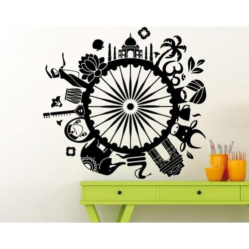 Circle Yoga Series Special Desinged Wall Stickers Home Rooms Art Decor Vinyl Wall Decals Indian Style Religious Wallpaper W-463