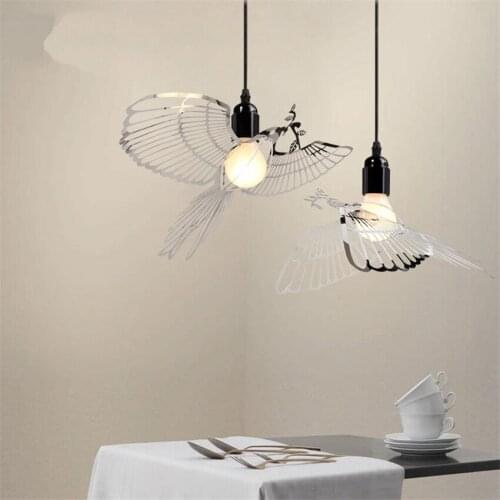Nordic Hollow Wings Bird Pendant Lights Iron Restaurant Corridor Hanging Lamps American Creative Bar Table Deco Lights Fixtures