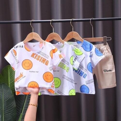 New Baby Boys Clothes Casual Childrens Clothing Cartoon Print Kids Clothing Sets T-Shirt+Shorts Sports Suit for Children 1-5 Y