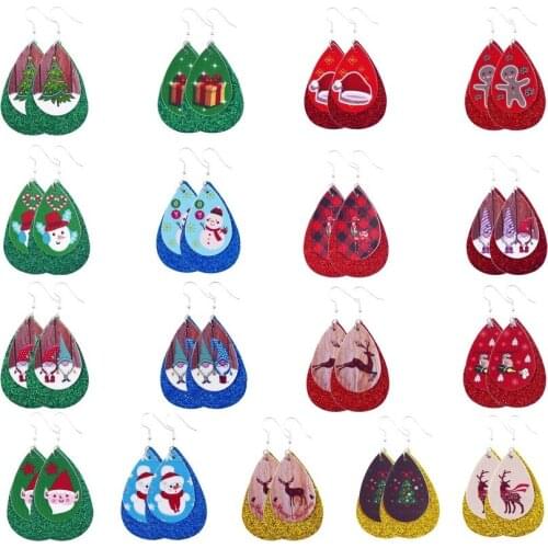 2020 New Christmas Series Multi-layer Leather Earrings Cross-border Hot Style Korean Earrings 2020