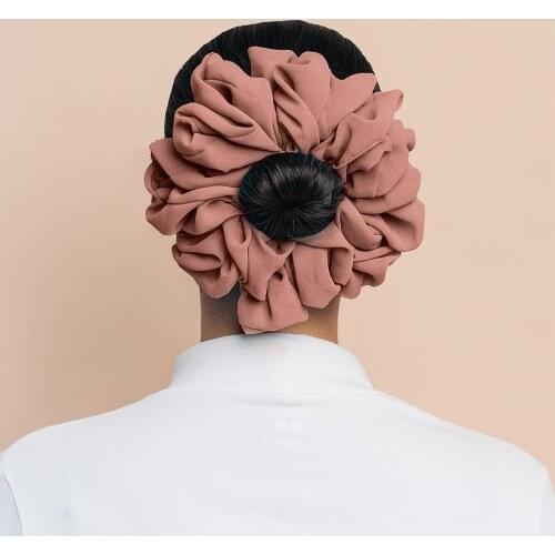 Plain Candy Color Malaysian Bunch Hair Tie Women Bubble Chiffon Rubber Band Shawl Muslim Hijab Cap Volumizing Scrunchie Headband