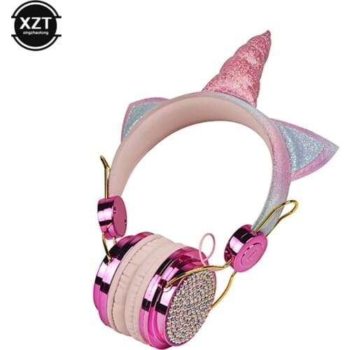 Cute Unicorn Headsets With Microphone Earphone for Girls Kids Daughter Headphones for Laptop Cellphones PC MP3 Tablet Headsets