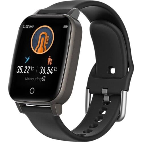Blood pressure smartwatch fitness band ecg heart rate monitor T1 body temperature sensor smart watch