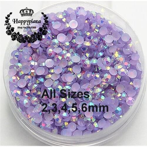 All Sizes 2,3,4,5,6mm Resin Rhinestone 14 Facets Flatback Jelly Light Purple AB Decoration for Phones Bags Shoes Nails DIY