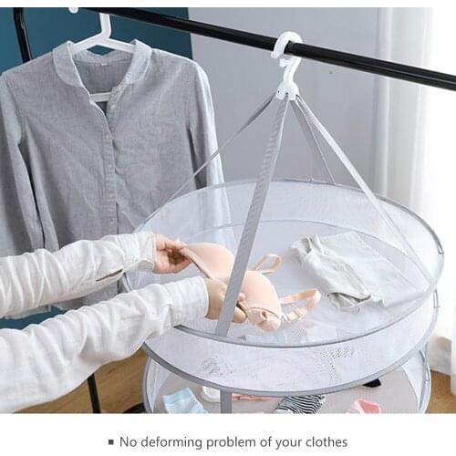 Super Useful 2 Layers Mesh Clothes Hanging Dryer Hanging Drying Rack Foldable Mesh Basket Dryer Net Multifunction for Clothing