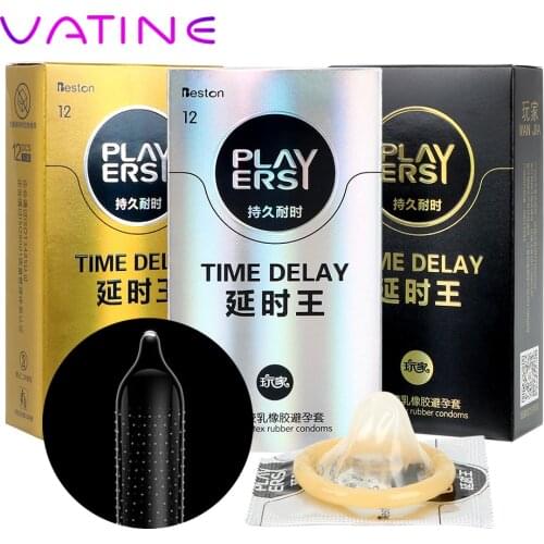 VATINE 12 Pieces/Pack Ultra Thin Condoms Natural Latex Large Lubrication Penis Cock Sleeve Time Delay Sex Toys for Men