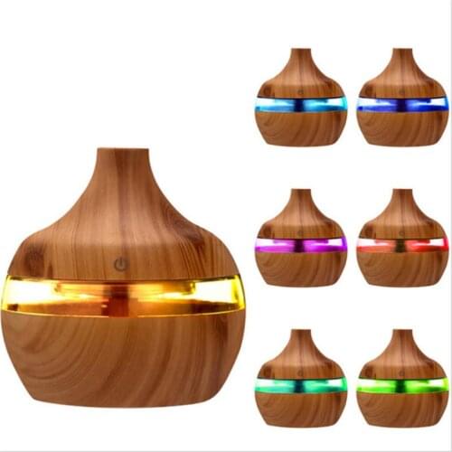 Wood Grain Household Air Diffuser Humidifier Colorful Luminous Aroma Diffuser USB Mini Humidifier 300ML Car Humidifier