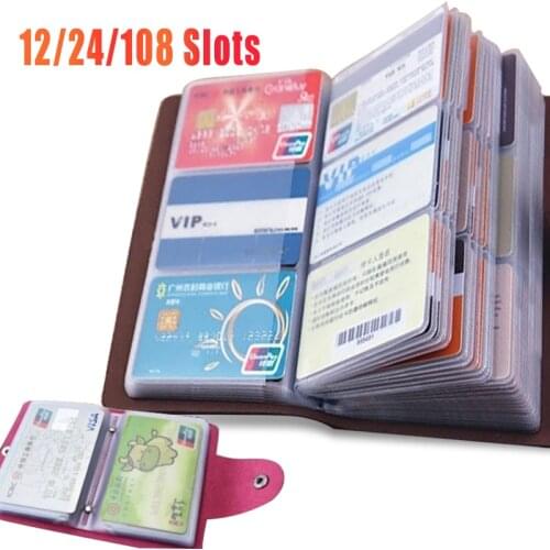 12/24/108 Card Slots Business Credit Card Bank Card Holder PU Leather Card Wallet