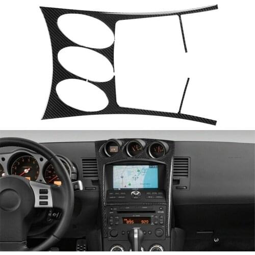 Carbon Fiber Style Car Inner Interior AC Control Panel Cover Decorative Trim For Nissan 350Z 2006 2007 2008 2009 ABS Plastic LHD
