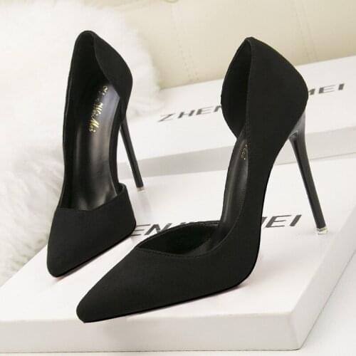 NEW 11CM pumps Fashionable contracted fine tall with suede show thin shallow mouth pointed side sexy womens single shoes