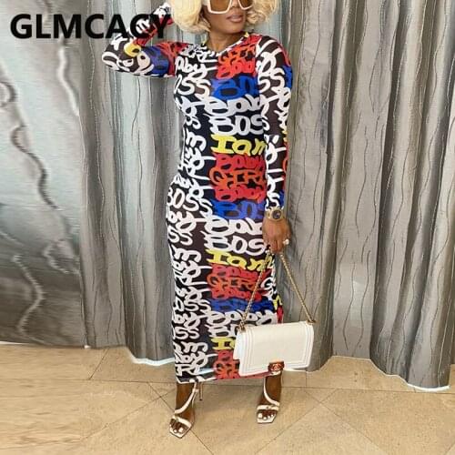 Women Long Sleeve Mesh See Through Maxi Dress Slim Party Club Dress