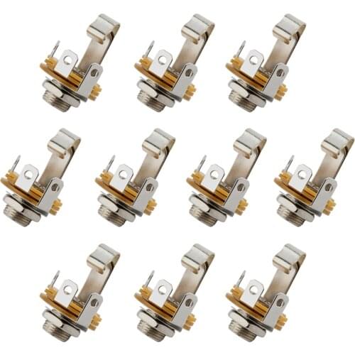 10Pcs Nickel Plated 6.35mm 1/4 Inch Soldering Mono TS Panel Chassis Mount Jack Audio Female Connector