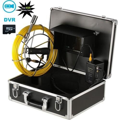 20M Fiberglass Cable Sewer Waterproof Camera 7" LCD Drain Pipeline Inspection System With DVR