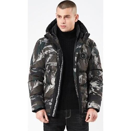 2019 Autumn And Winter New Style European And American-Style Cool Mens Hooded Camouflage Cotton-padded Clothes Mid-length Mens