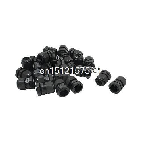 25PCS PG16 10-14mm 22mm Thread Black Plastic Waterproof Cable Glands