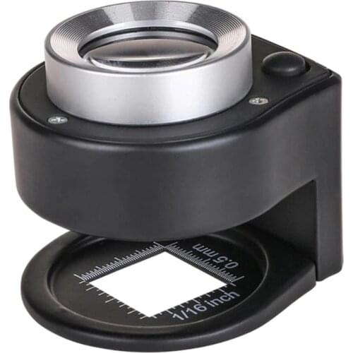 30X Optical Glass Lens with 6 LED Full Metal Folding Linen Tester Loupe Magnifying Glass Thread Counter Magnifier