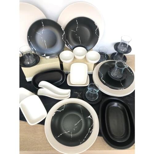 36 piece 6 Personality Breakfast Team Matte Marble Pattern