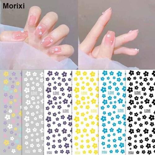 3D flower sticker for nail art decoration self adhesive green black white yellow blue self adhesive nail decal YJ044