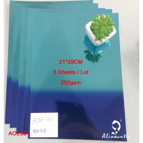 5 sheets Mirror Double Color Blue Cardstock A4 250gsm Paper Scrapbooking paper pack craft Background paper Alinacraft