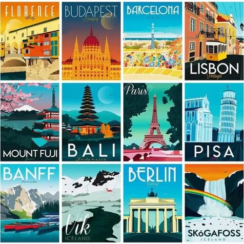 5D Diamond Painting Landscape Building DIY Diamond Embroidery City Full Drill Mosaic Handmade Home Decoration Gift