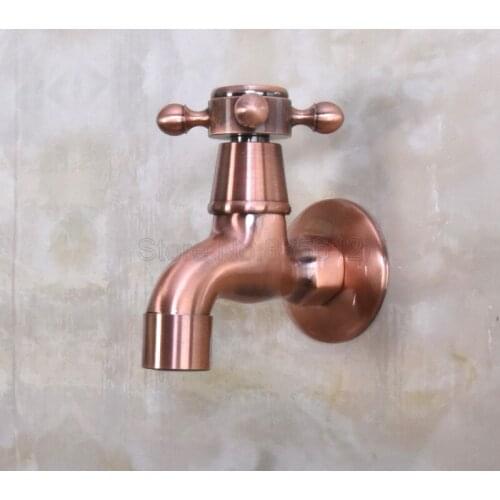 Antique Red Copper Wall Mounted Cross Handle Mop Pool Faucet / Sink Cold Water Tap Wav302