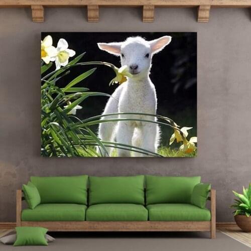 White sheep cattle animal landscape oil painting DIY painting digital art painting digital family Hotel decorative painting